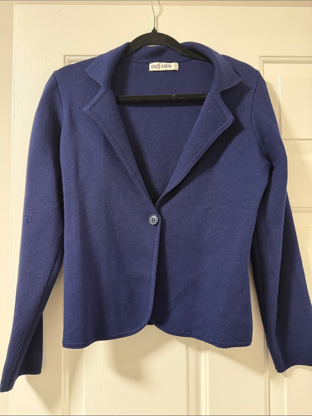 Grace Karin Navy Blue Knit Blazer Jacket